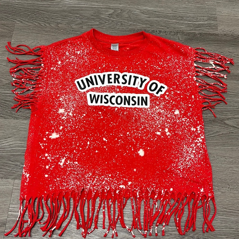 Custom Kids University of Wisconsin Tee Shirt - size youth medium